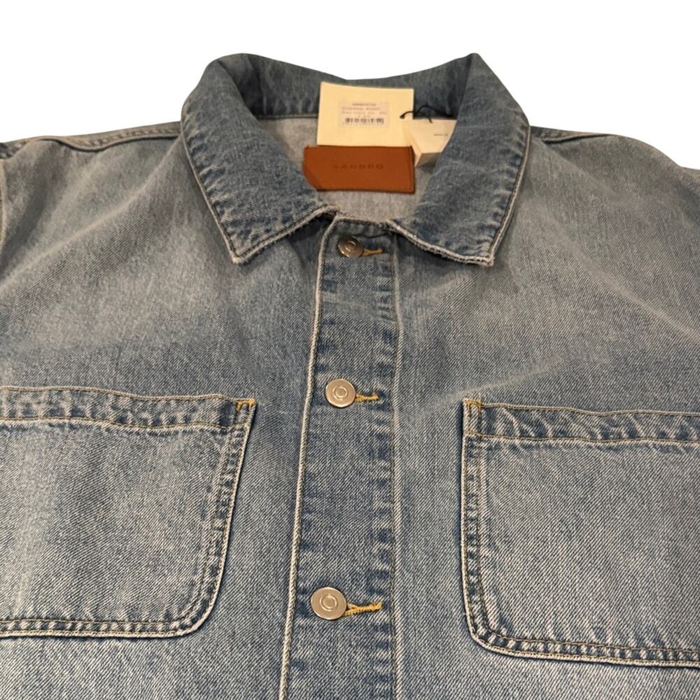 Sandro Paris Denim Worker Jacket – Light Wash Chore Jacket – NWT - Picture 10 of 12